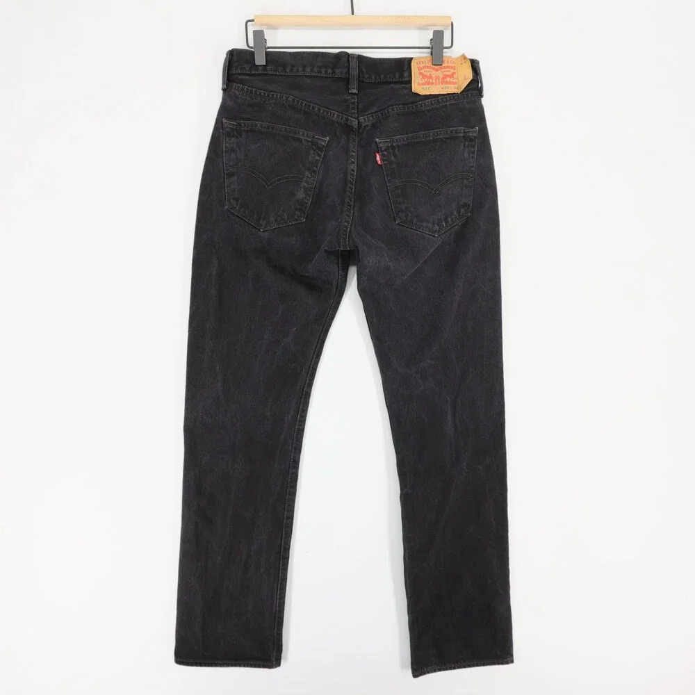 Levis 501 Jeans Mens 32x34 Black Straight Leg Button Fly Original Fit Denim